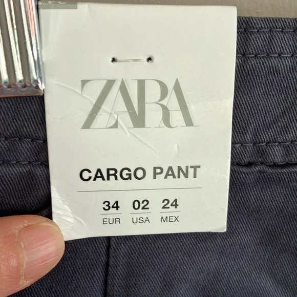 Zara high waisted wide leg cargo pants grey size 2 NEW - Picture 9 of 10